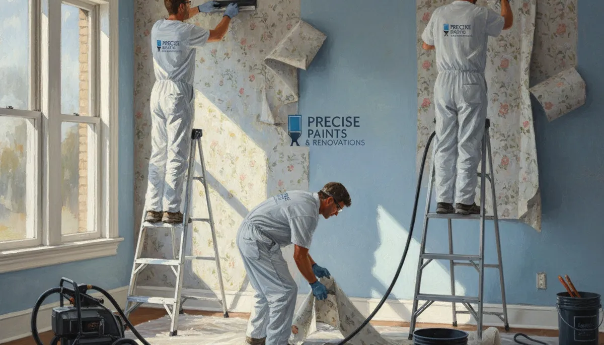 Wallpaper removal service in Lynchburg, VA, preparing walls for painting by Lynchburg Paint Pros